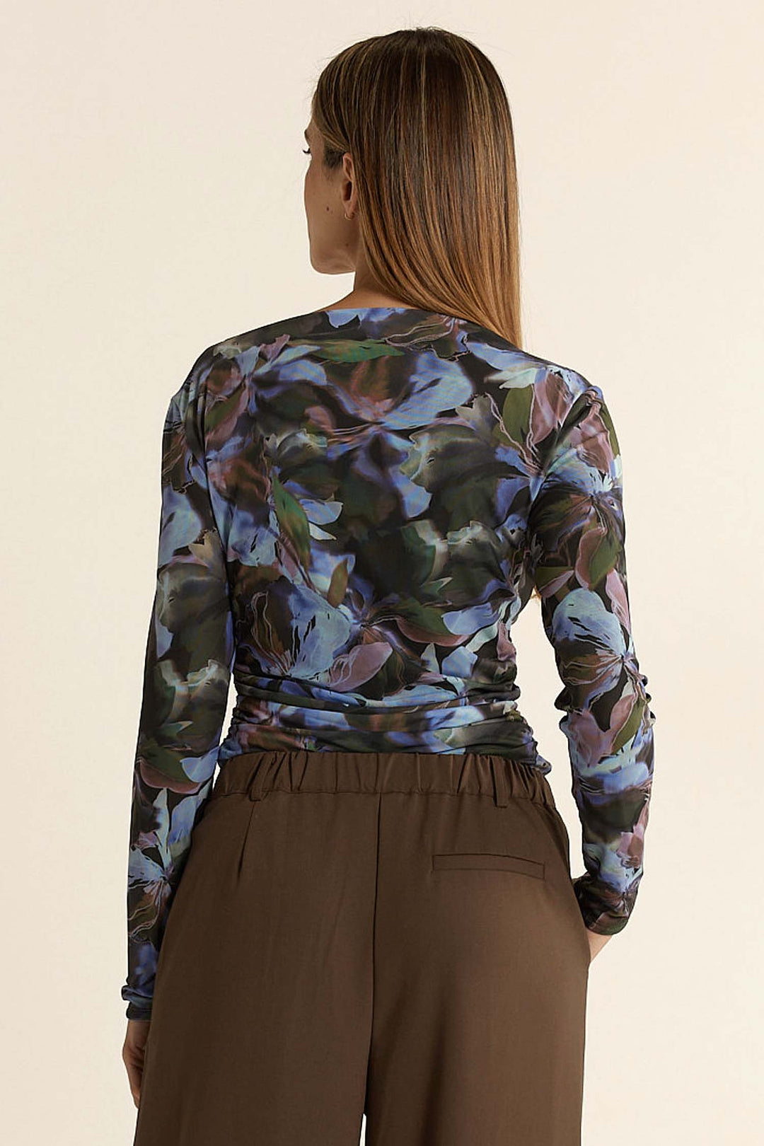 Alix Mesh Top in Blurred Floral