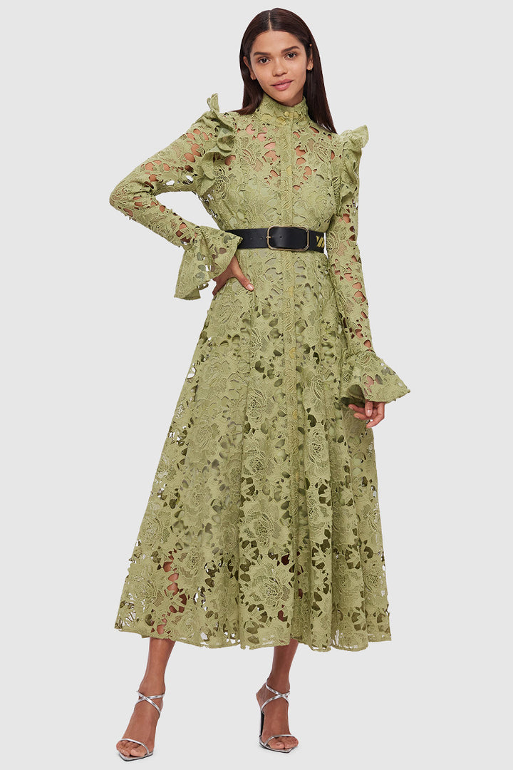 Aliyah Lace Butterfly Sleeve Midi Dress