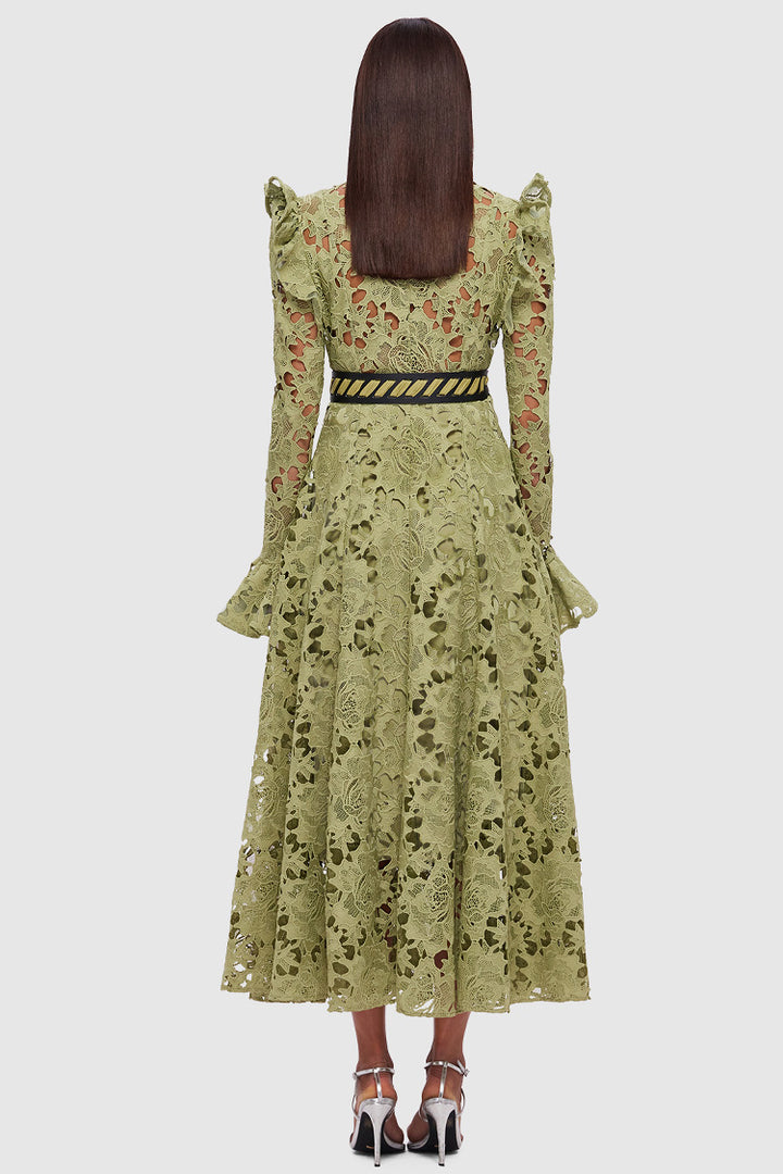 Aliyah Lace Butterfly Sleeve Midi Dress