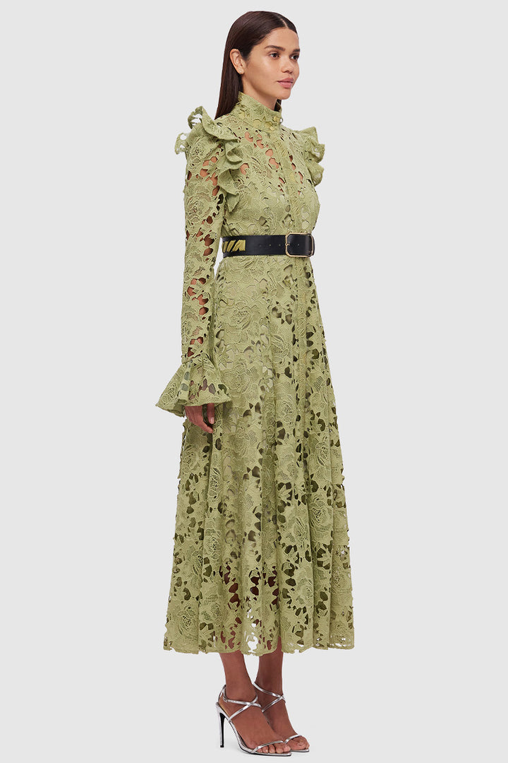 Aliyah Lace Butterfly Sleeve Midi Dress