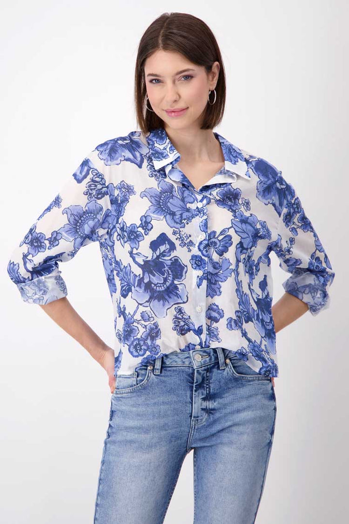 All-over Blue Flower Blouse Shirt | FINAL SALE