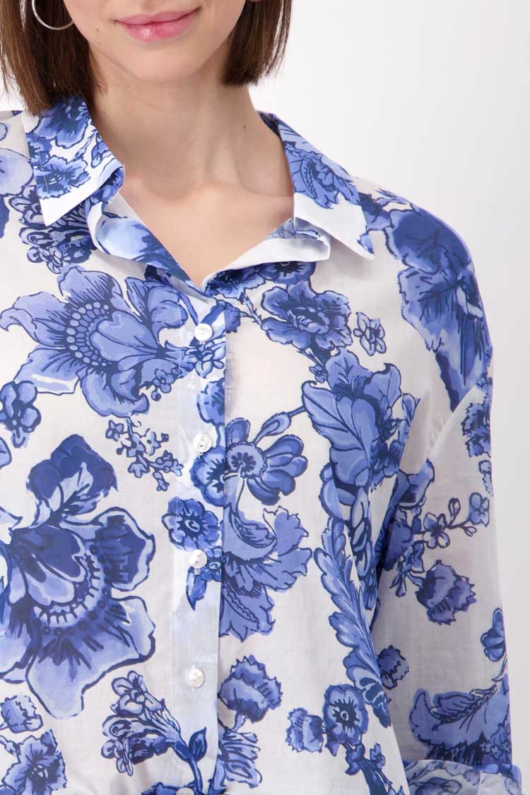 All-over Blue Flower Blouse Shirt | FINAL SALE