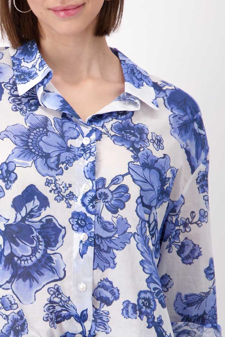 All-over Blue Flower Blouse Shirt | FINAL SALE