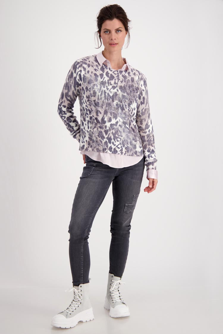 All-over Leo Print Sweater
