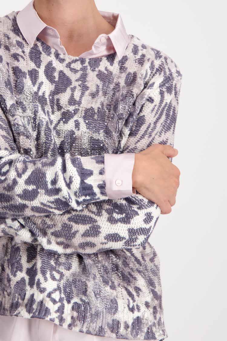 All-over Leo Print Sweater