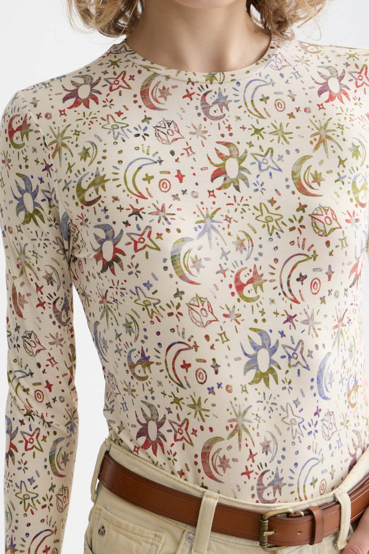 All Over Printed L/S T-Shirt in Cosmic Sky
