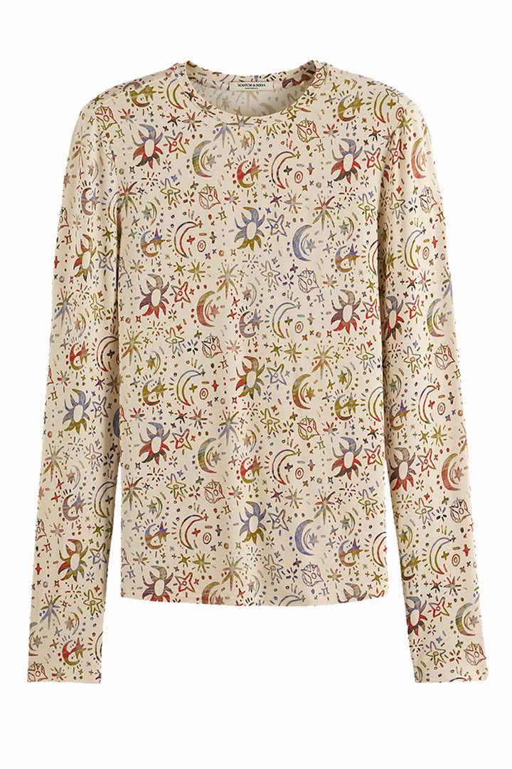 All Over Printed L/S T-Shirt in Cosmic Sky