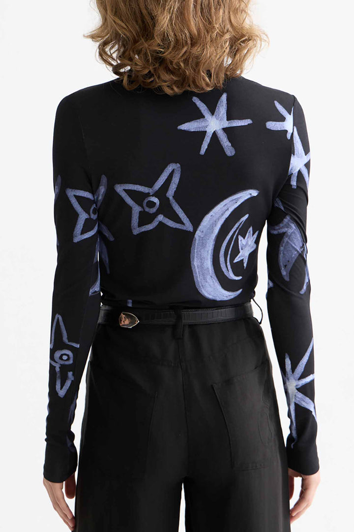 All Over Printed L/S T-Shirt in Cosmic Sky Spaced Carbon