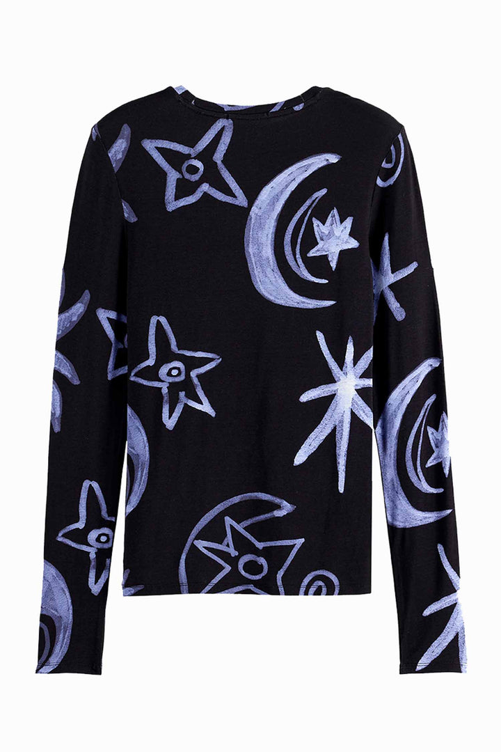 All Over Printed L/S T-Shirt in Cosmic Sky Spaced Carbon