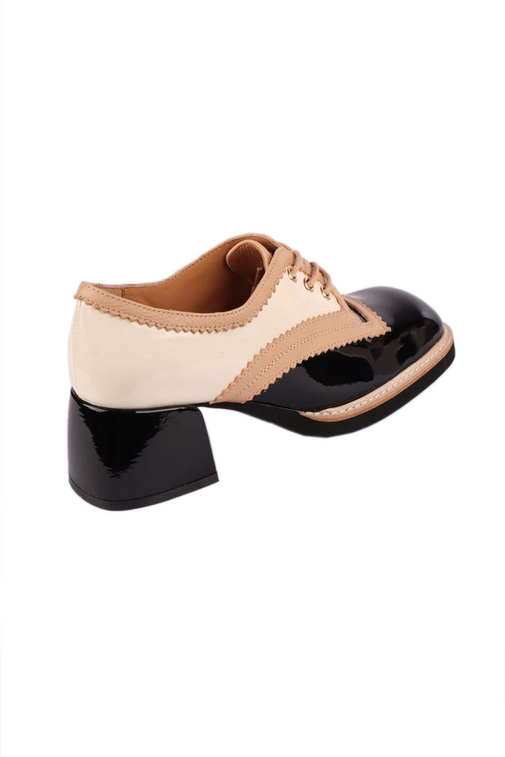 Alvon Patent Leather Oxfords in Black / Ivory