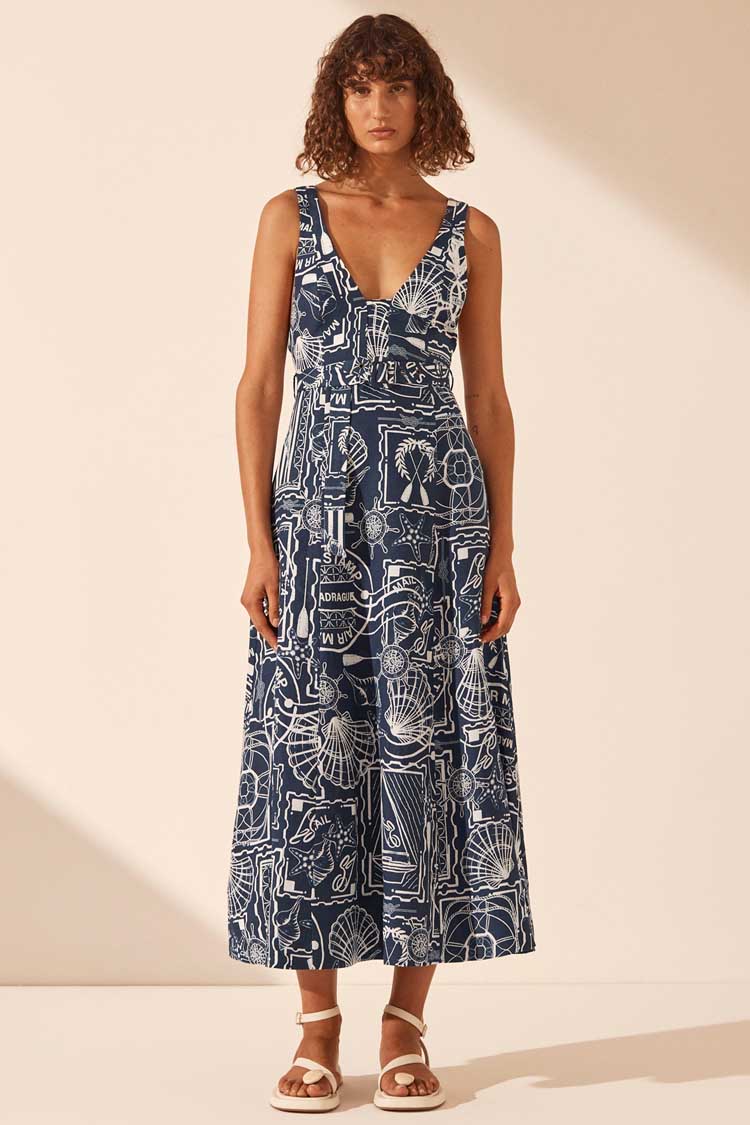 Amelie Plunged Panelled Midi Dress