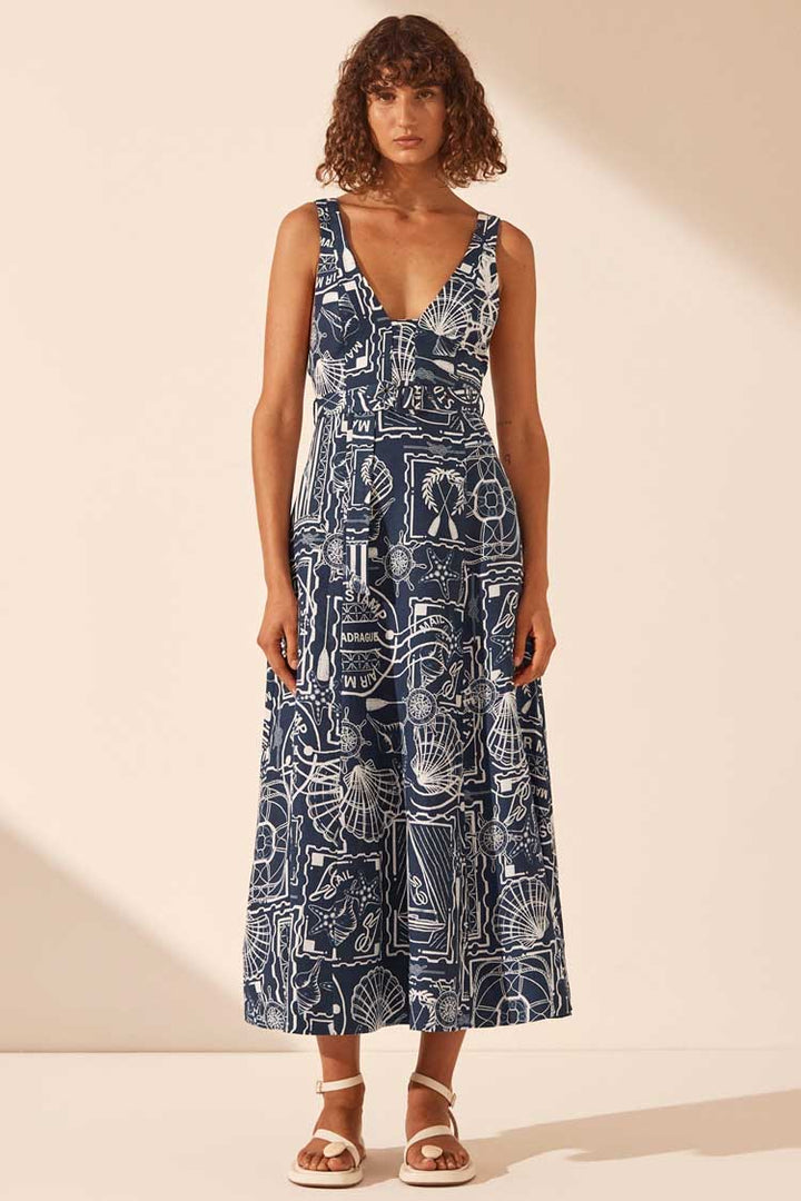 Amelie Plunged Panelled Midi Dress