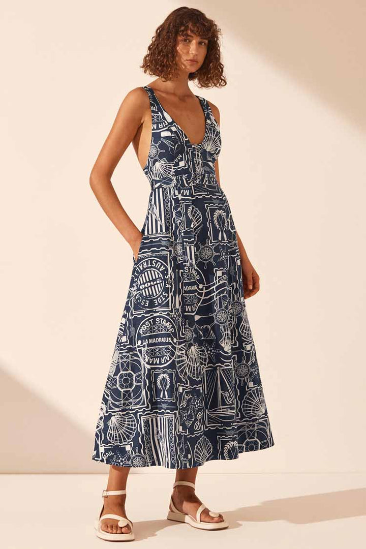 Amelie Plunged Panelled Midi Dress