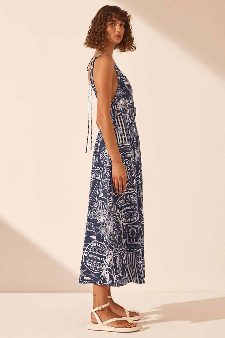 Amelie Plunged Panelled Midi Dress