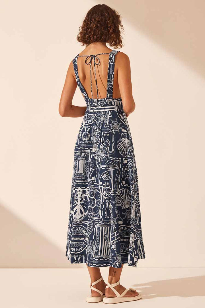 Amelie Plunged Panelled Midi Dress