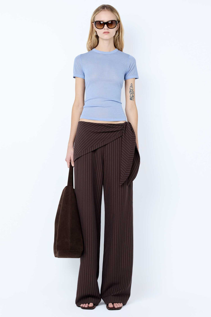 Andre Overlay Pant in Choc Pinstripe