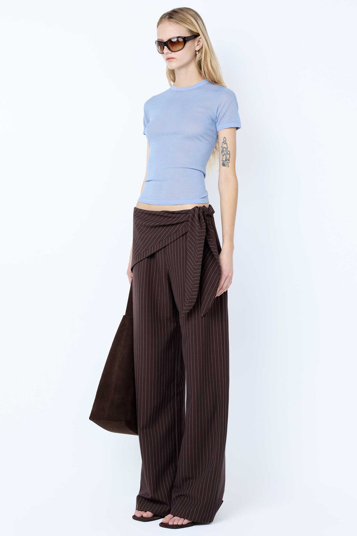 Andre Overlay Pant in Choc Pinstripe