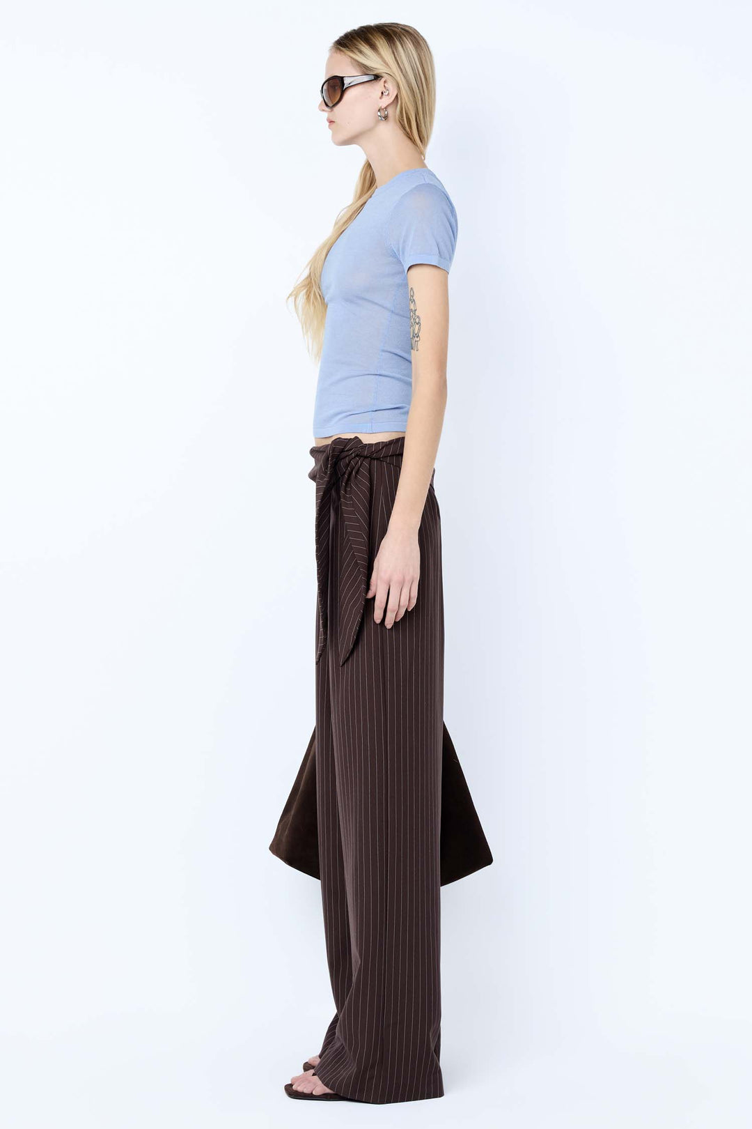 Andre Overlay Pant in Choc Pinstripe