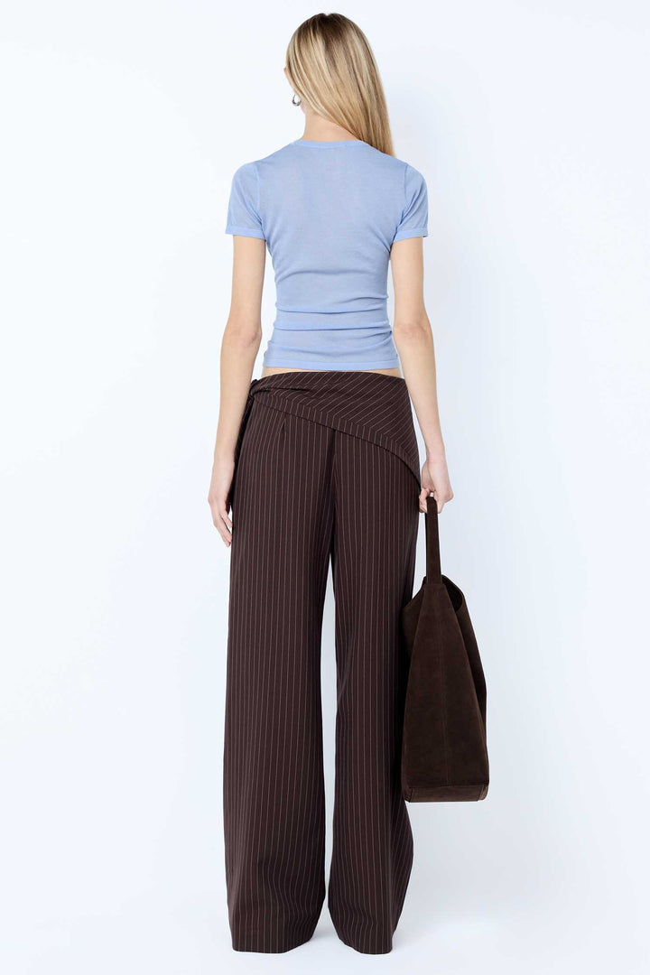 Andre Overlay Pant in Choc Pinstripe