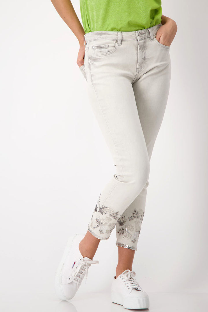 Ankle Jeans w Floral Jewel Deco