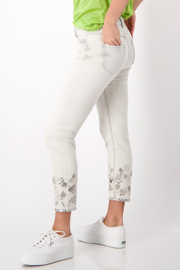 Ankle Jeans w Floral Jewel Deco