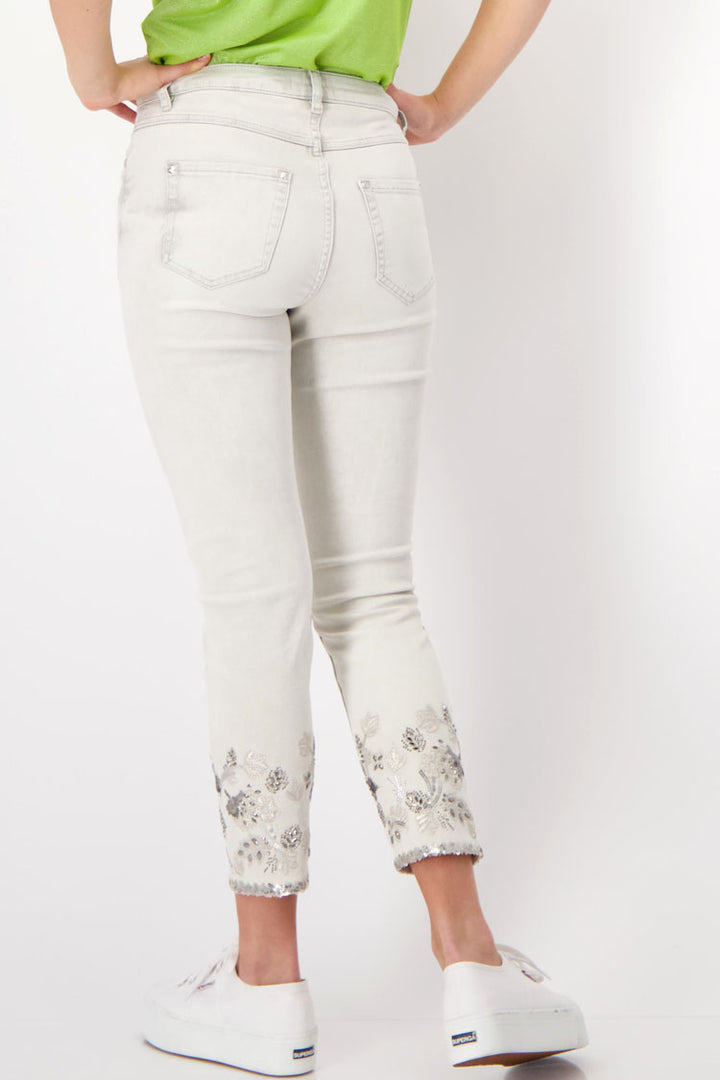 Ankle Jeans w Floral Jewel Deco