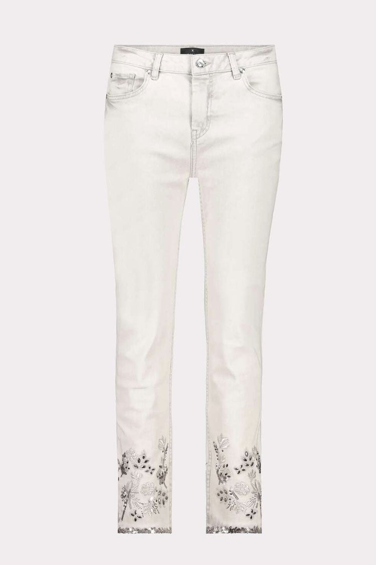 Ankle Jeans w Floral Jewel Deco