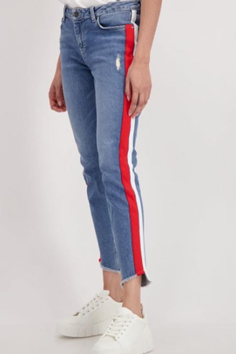 Ankle Jeans w Racing Stripes
