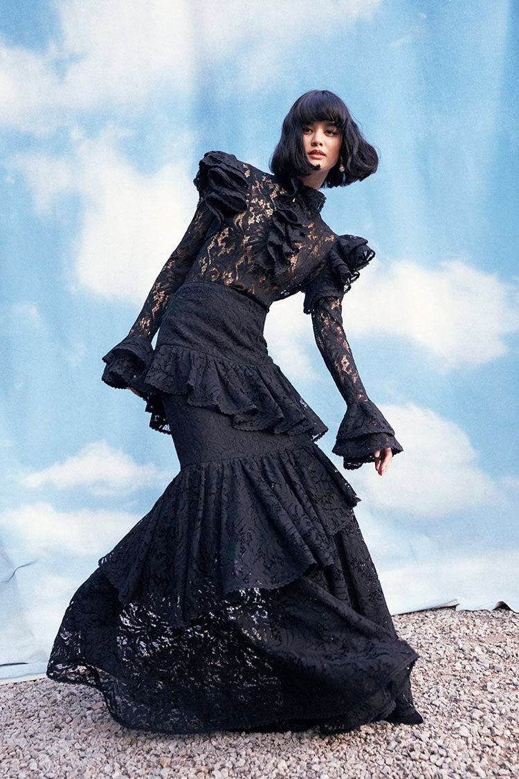 Anna Lace Blouse - Ebony