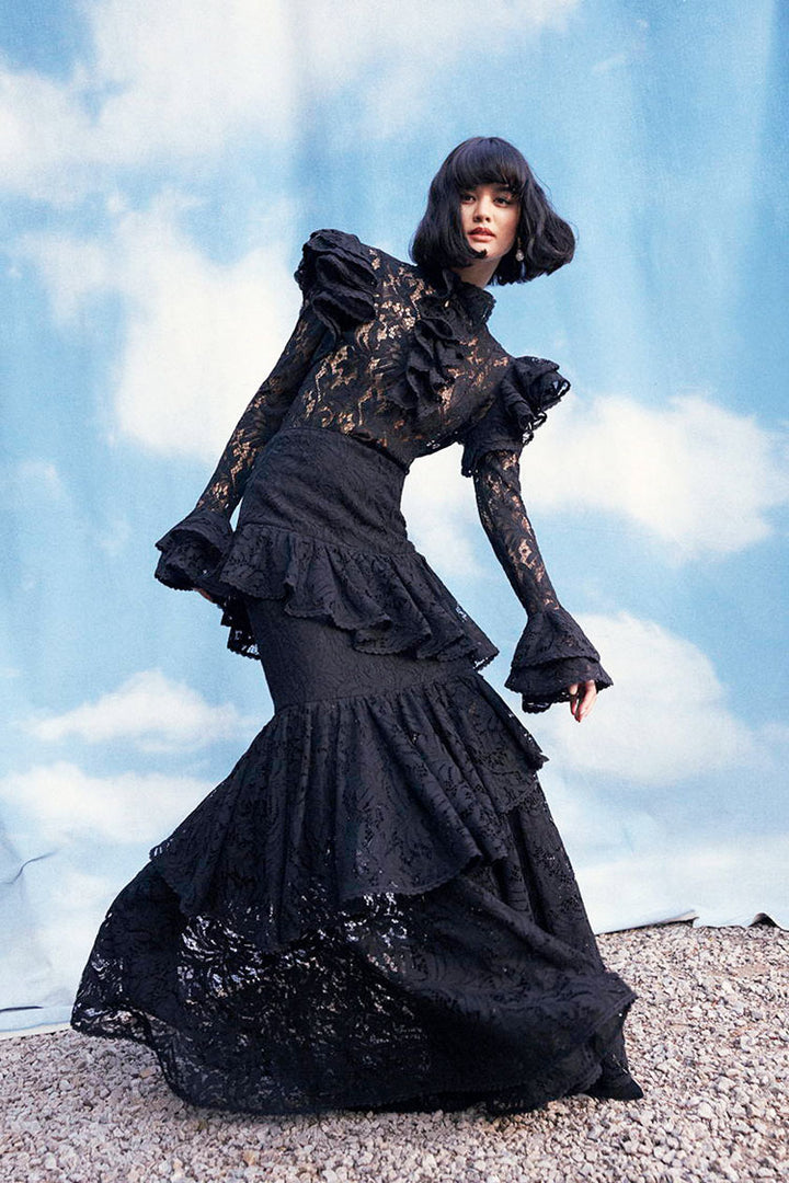 Anna Lace Blouse - Ebony