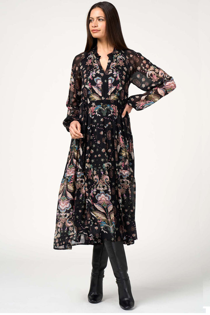 Antoinette Midi Dress in Black