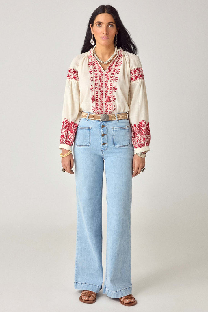Antonella Blouse in Cranberry