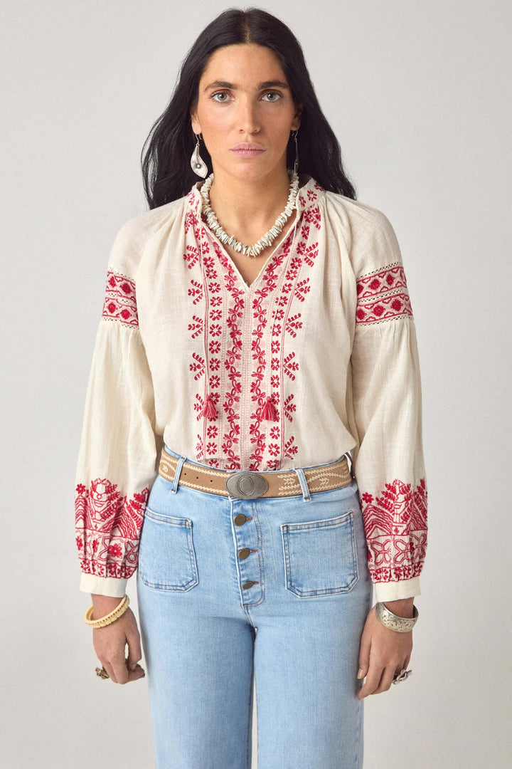 Antonella Blouse in Cranberry
