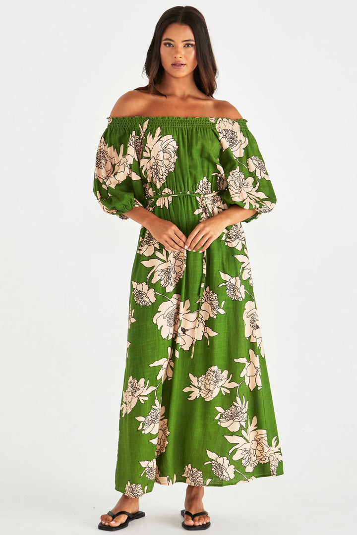 Antonie Off-Shoulder Dress in Moonflower