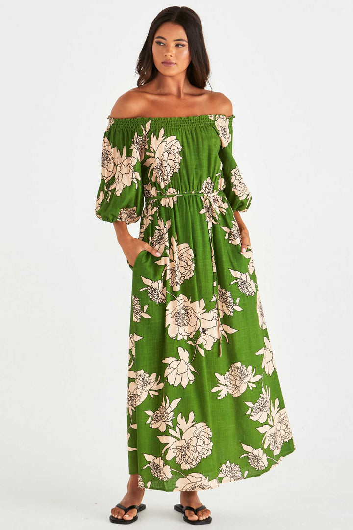 Antonie Off-Shoulder Dress in Moonflower