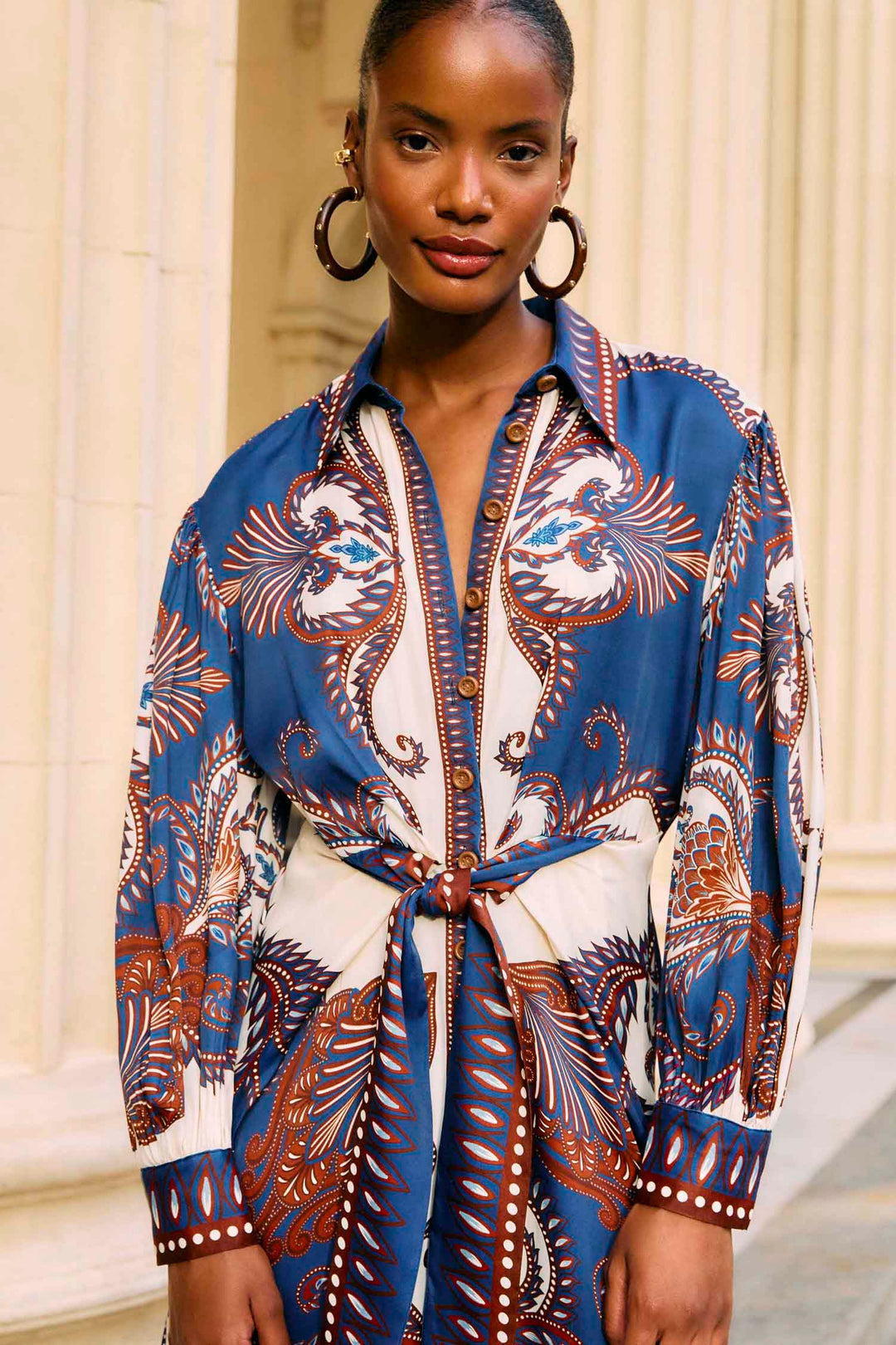 Arabesque Scarf Blue Midi Dress