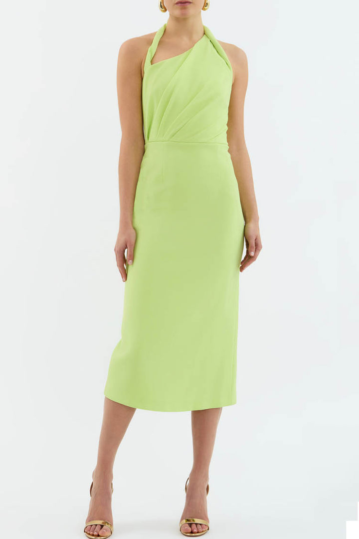 Aria Halter Midi Dress in Lime | FINAL SALE