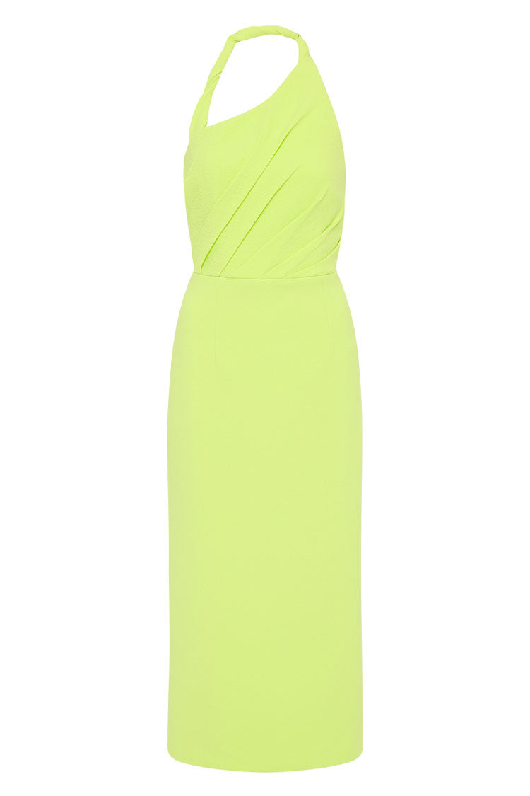 Aria Halter Midi Dress in Lime | FINAL SALE