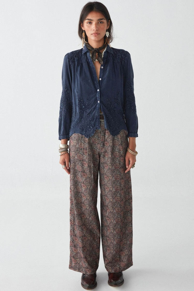Ariana Sunflower Blouse in Indigo Blue