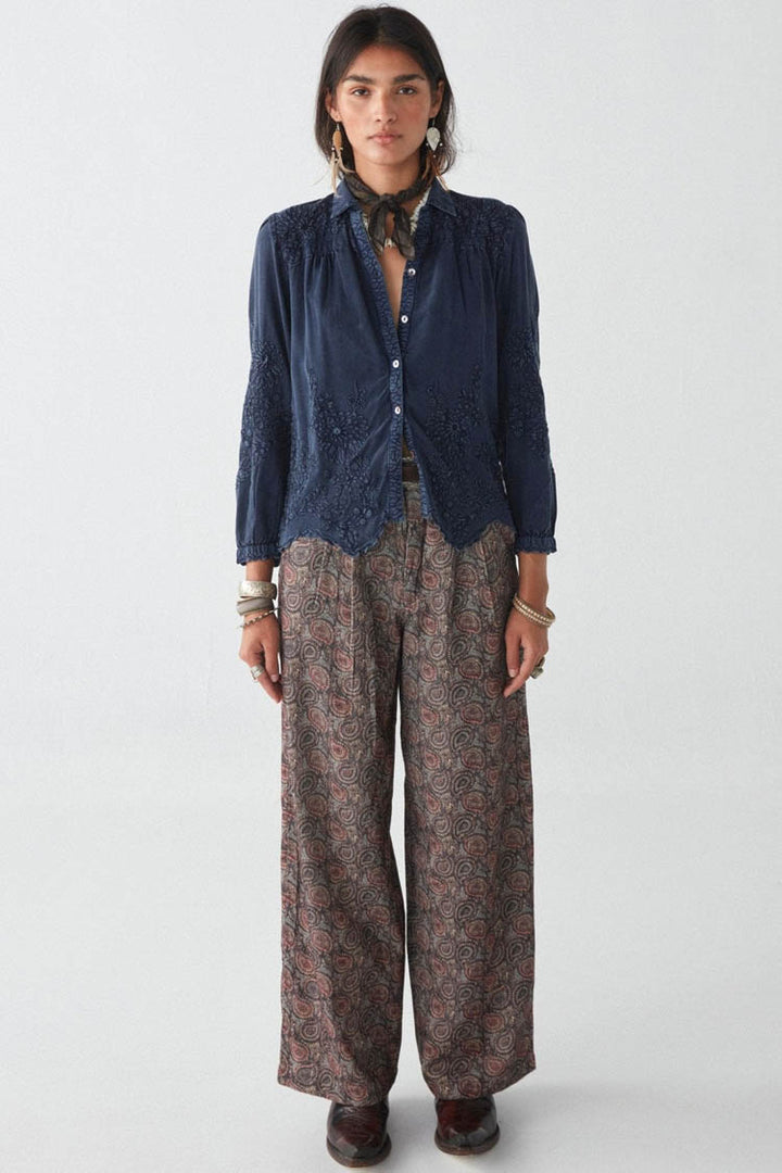 Ariana Sunflower Blouse in Indigo Blue
