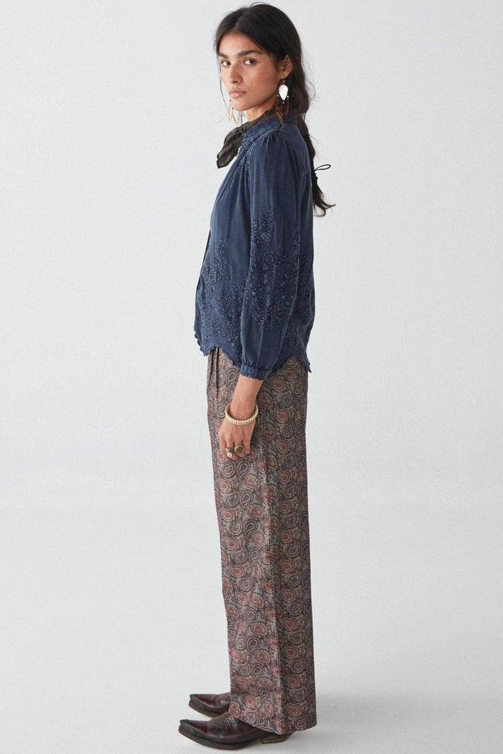 Ariana Sunflower Blouse in Indigo Blue