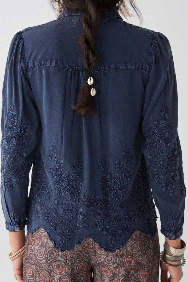 Ariana Sunflower Blouse in Indigo Blue