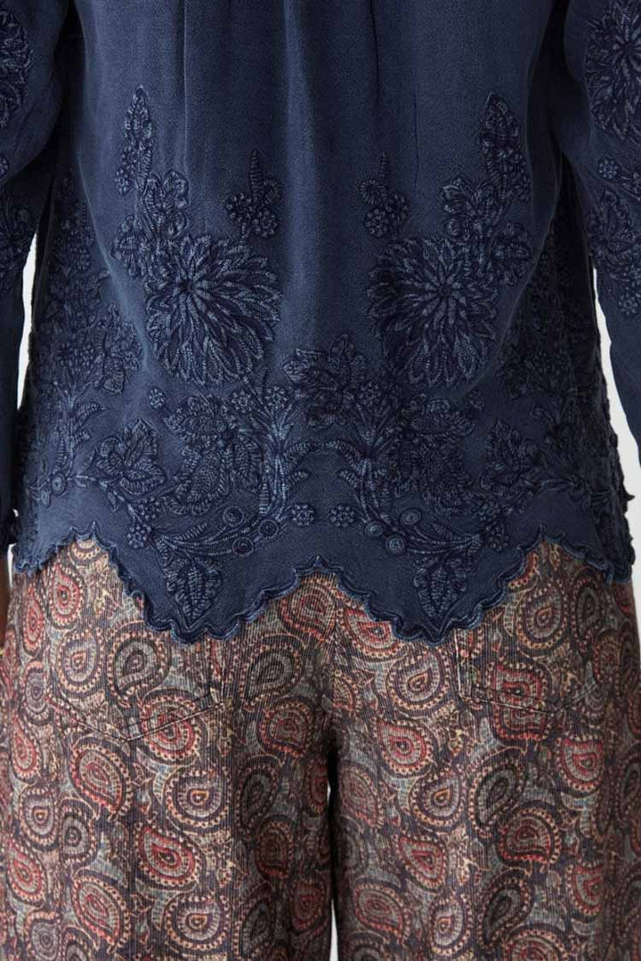 Ariana Sunflower Blouse in Indigo Blue