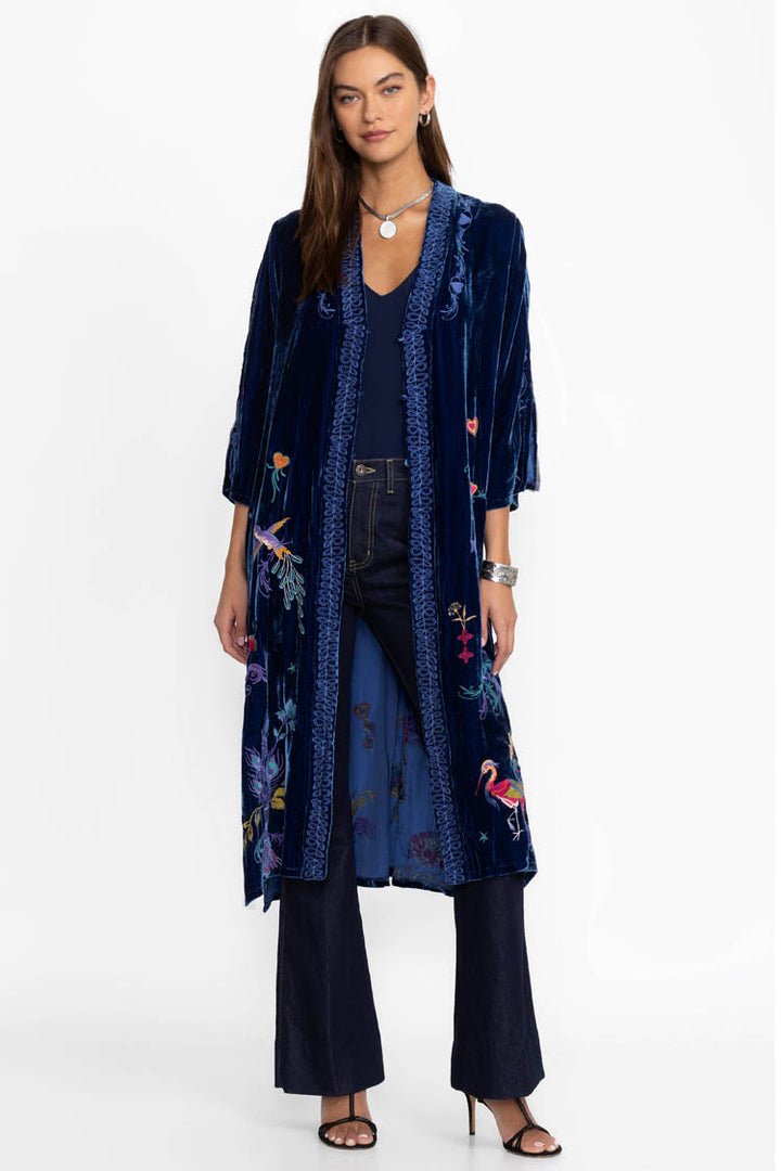 Ariela Velvet Button Front Kimono