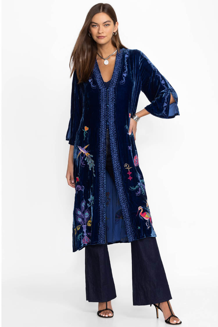 Ariela Velvet Button Front Kimono