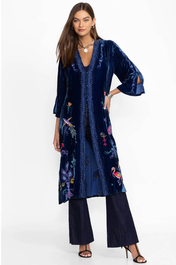 Ariela Velvet Button Front Kimono