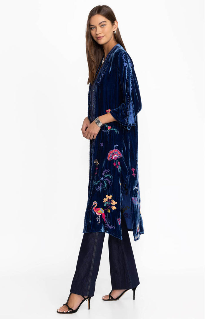 Ariela Velvet Button Front Kimono