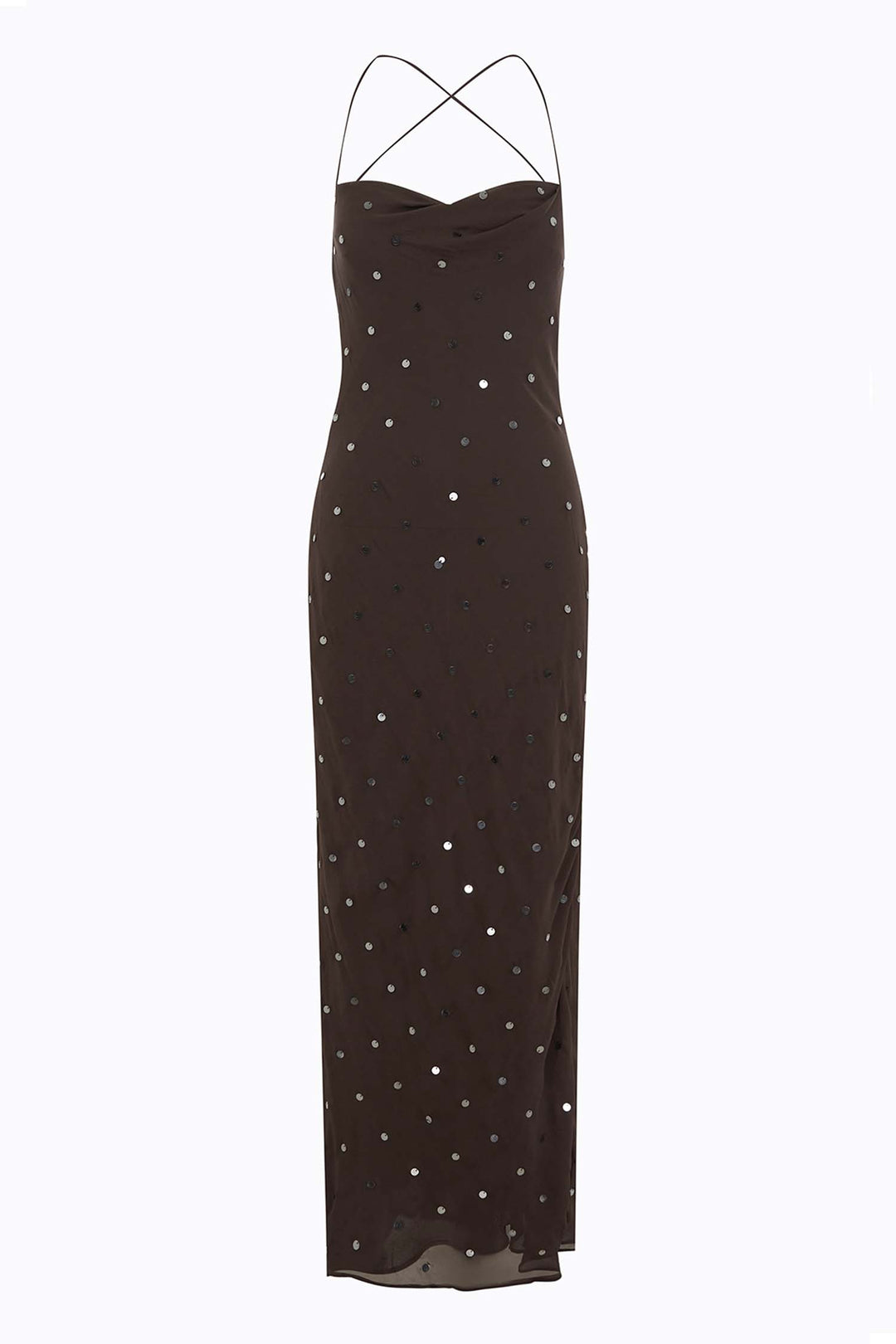 Arielle Slip Maxi Dress in Dark Chocolate