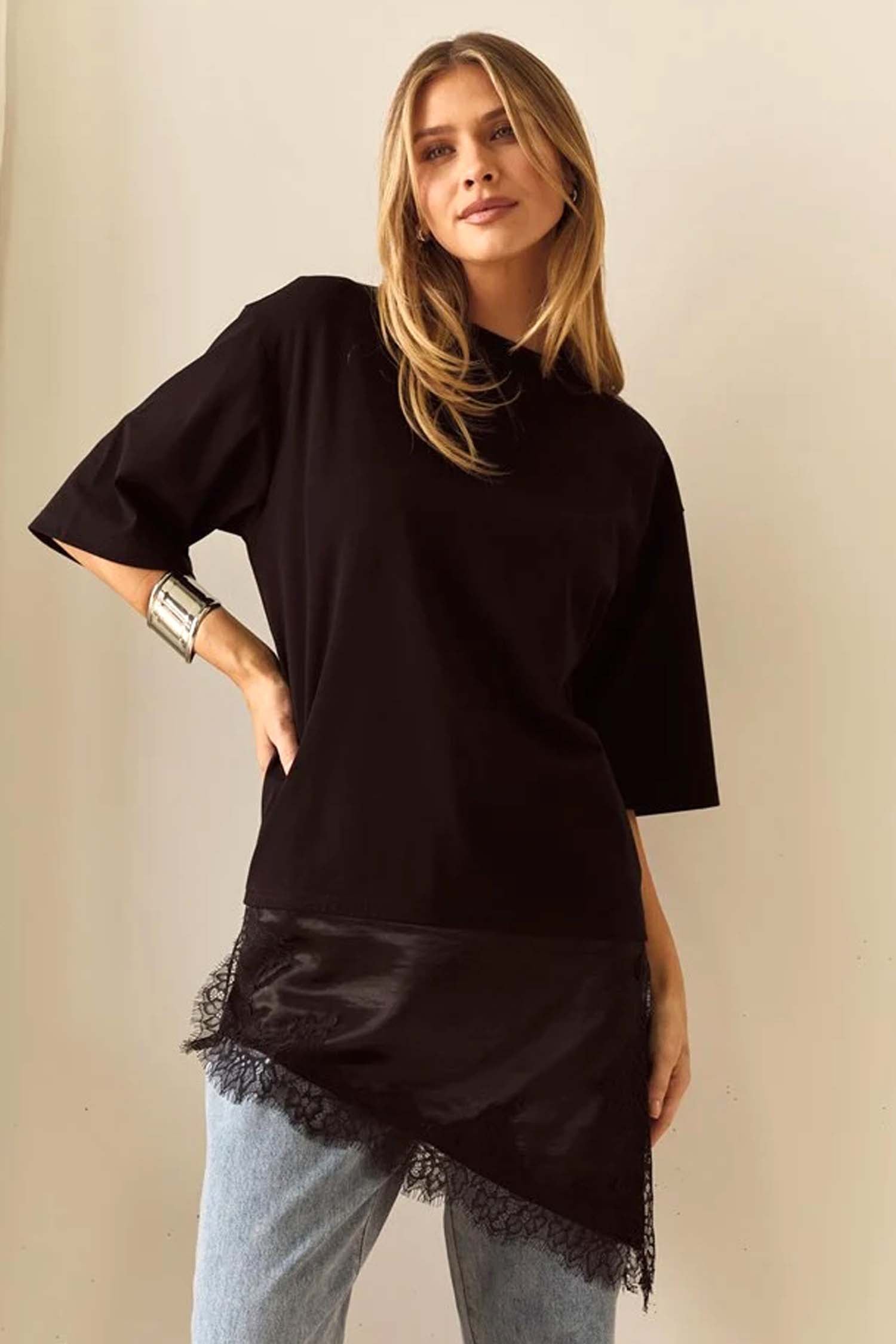 Arlo Jersey Lace Tee in Black by SASS – Frockaholics at Momento