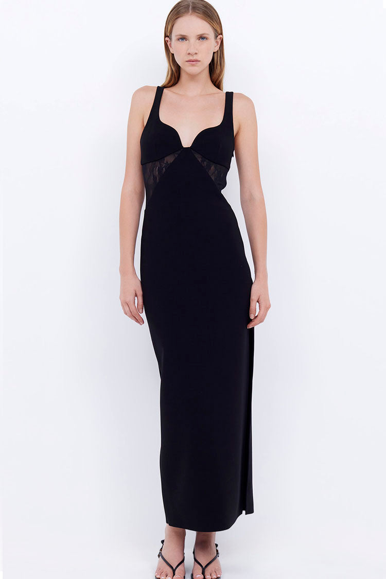 bec and bridge black midi dress Bec & Bridge Asymmetric Silk Midi Dress In Black
